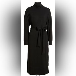 Caslon Tie Waist Long Sleeve Turtleneck Midi Dress size XS NWT